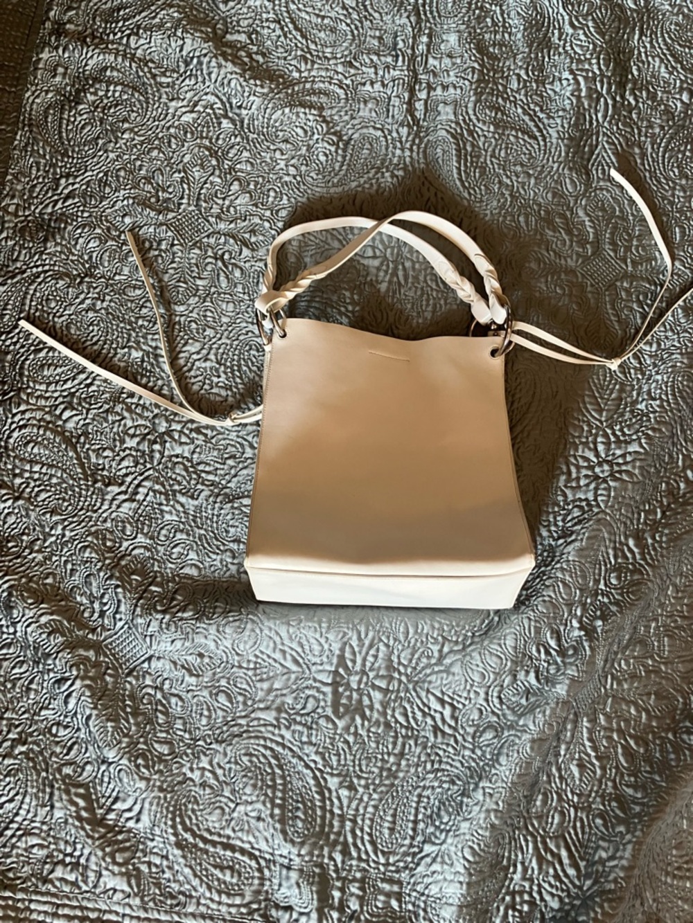 Rebecca Minkoff Minimalist Cream /White Bucket Bag with Twisted Handle